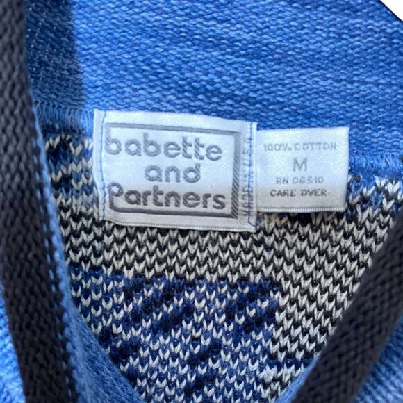 Vintage Womens Sweater Medium Cotton Blue Black Cottagecore NWT Babette Partners - Picture 7 of 11
